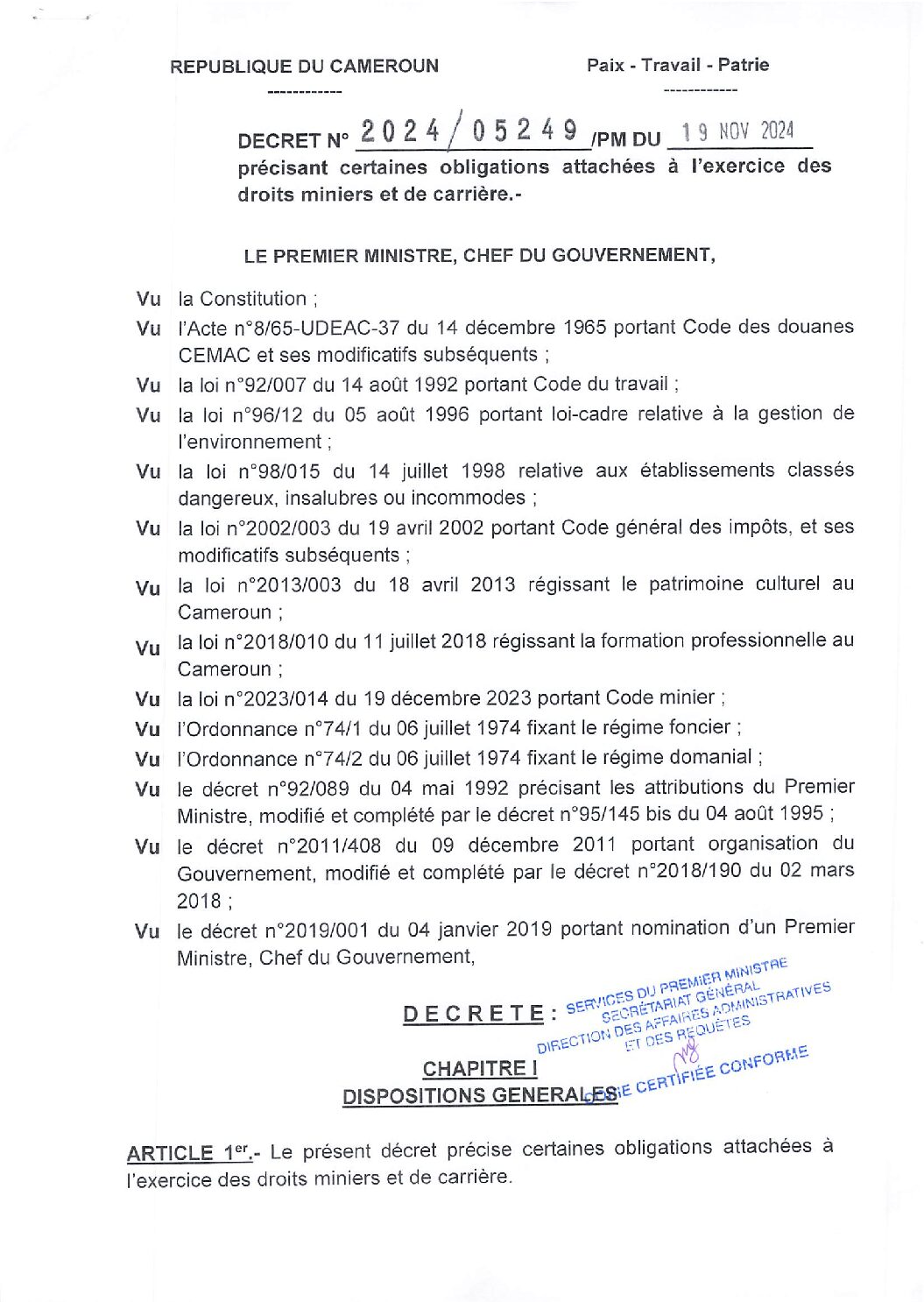 Exercice Droits Miniers