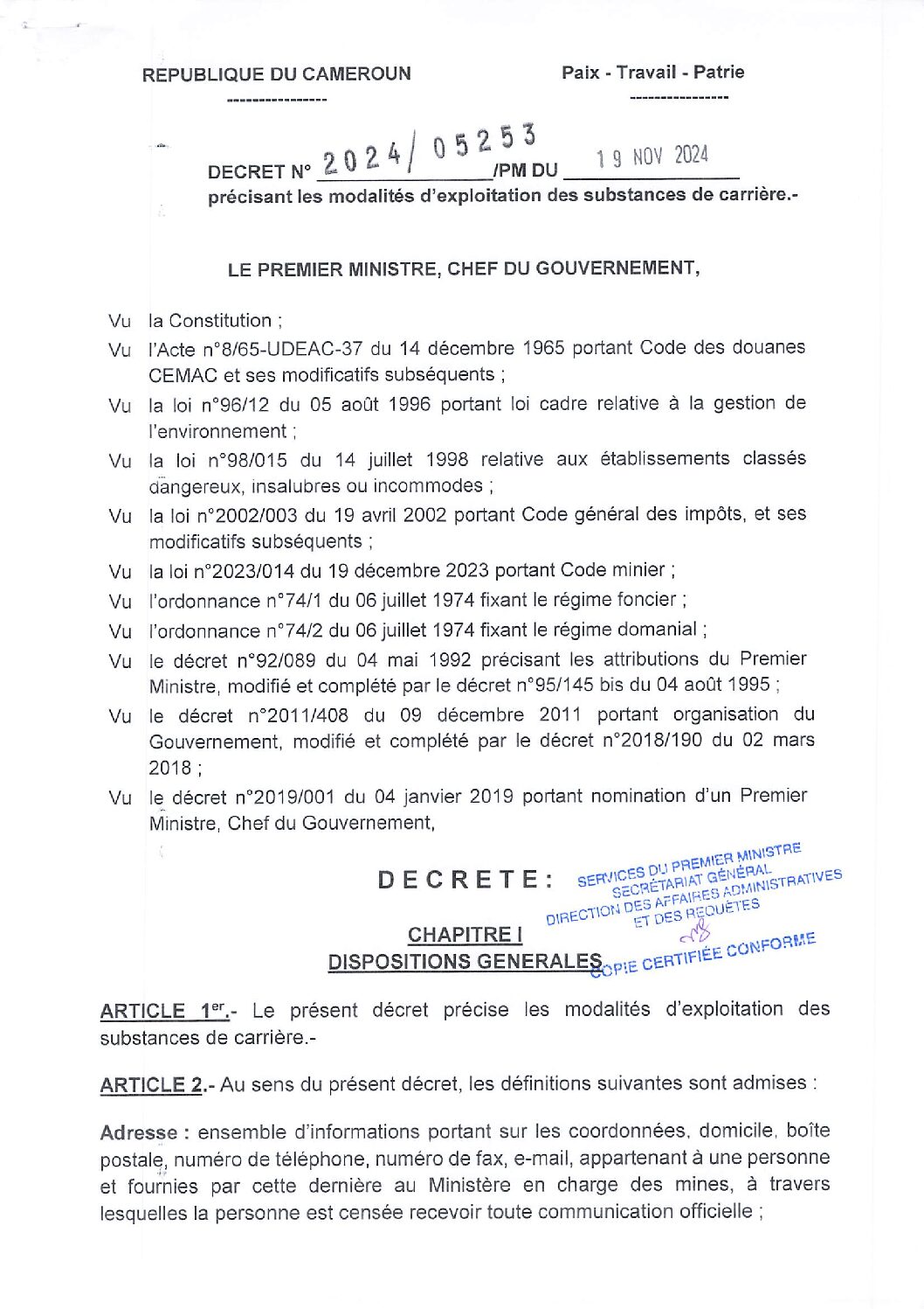 Exploitation des carrières