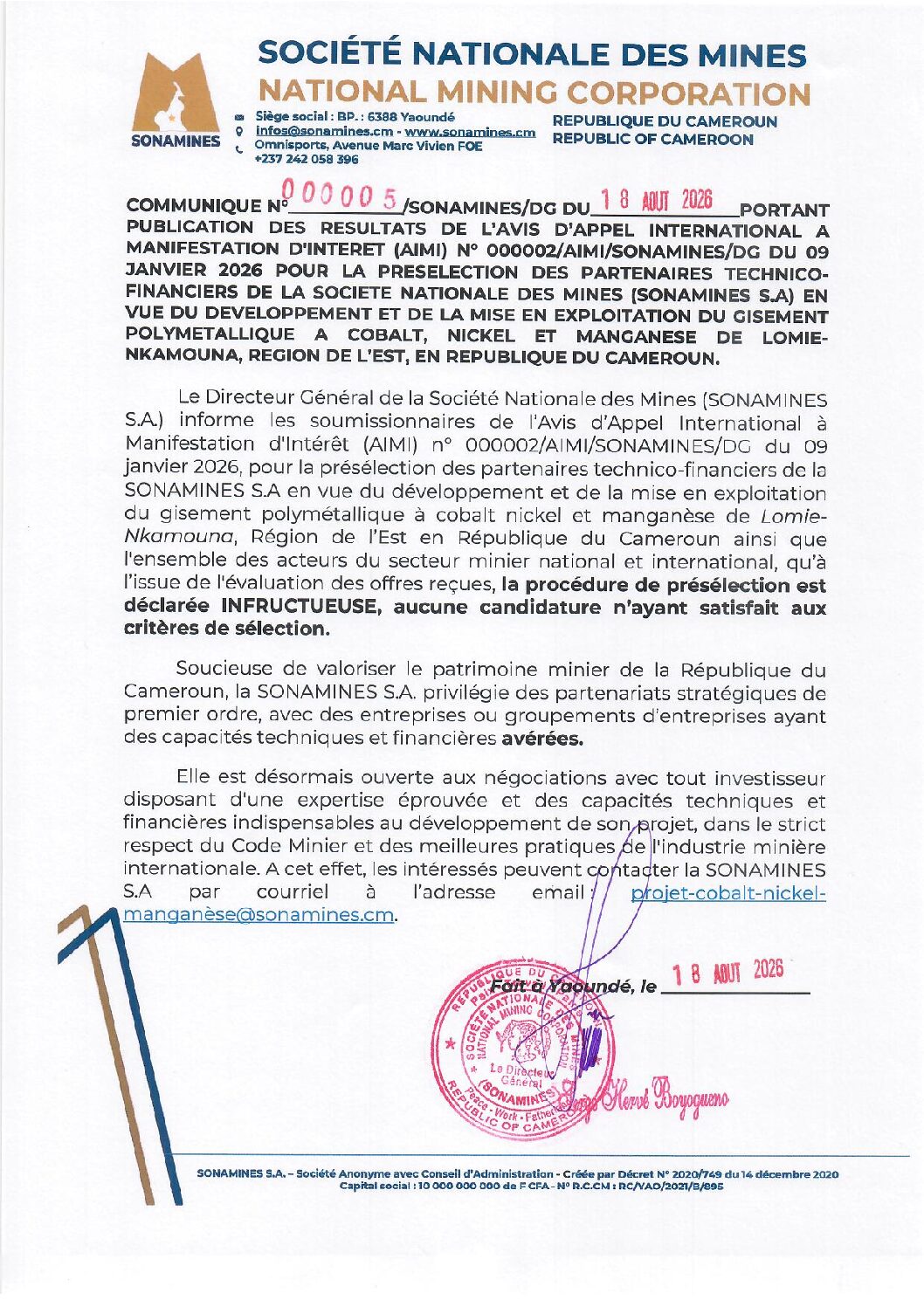 COMMUNIQUE 000006 DU 18 08 26 AIMI NKAMOUNA